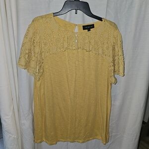 Lane Bryant Mustard Lace Sleeve Top